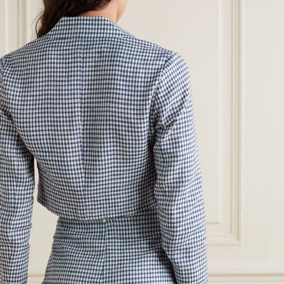 Reformation Elton Gingham Linen Set Cropped Blazer and Mini Skirt - Picture 2 of 11